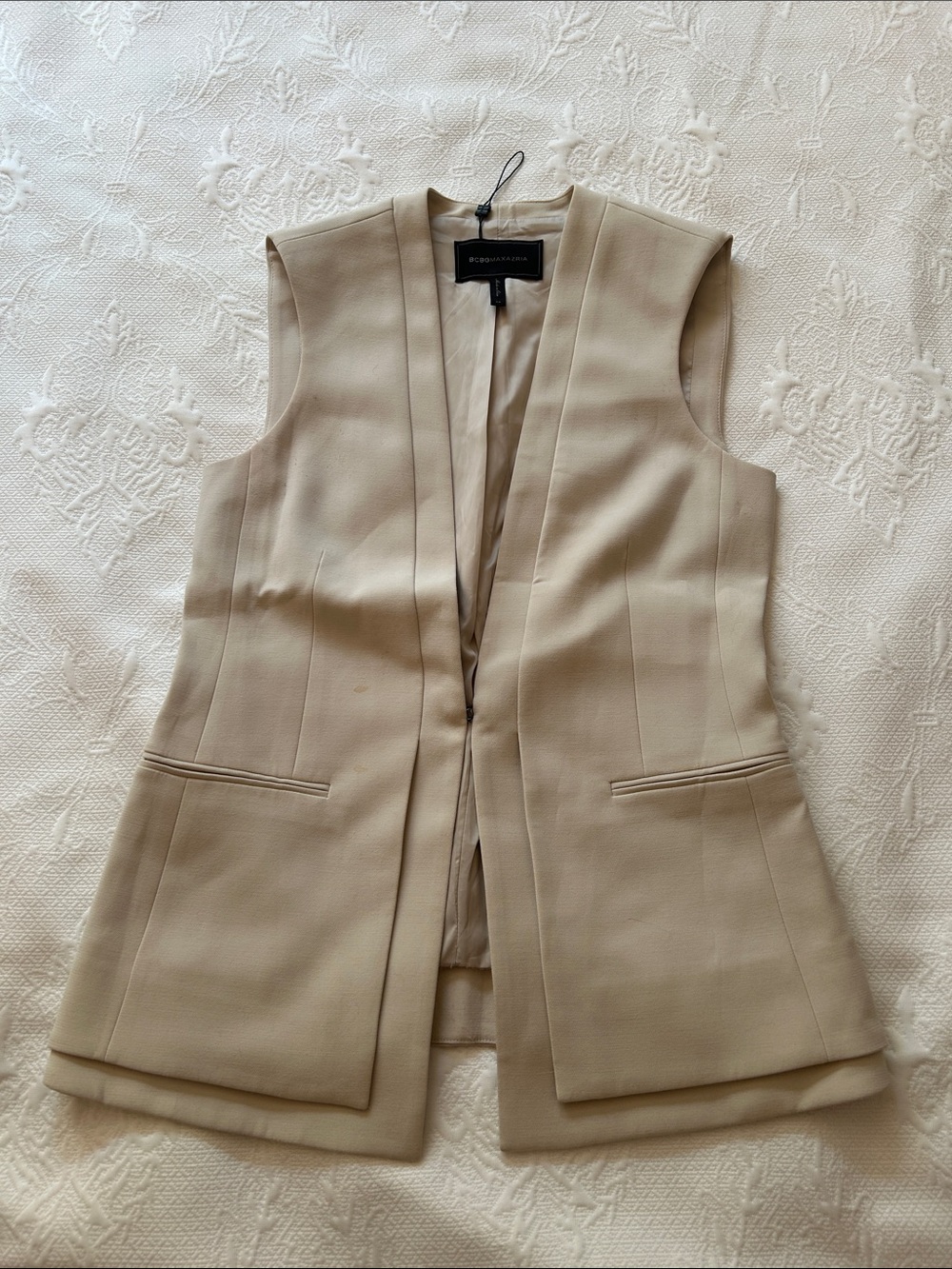 Boss Sleeveless Blazer Vest in Beige